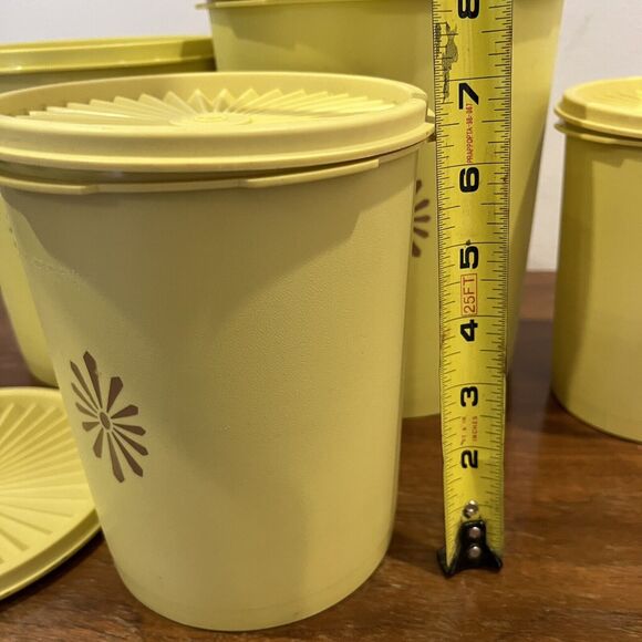 Tupperware Servalier Nesting Canister Set Yellow Set of 4 With Lids - Picture 9 of 11